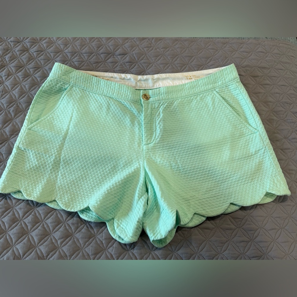 Lilly Pulitzer The Buttercup Short Mint Green Scalloped Shorts
